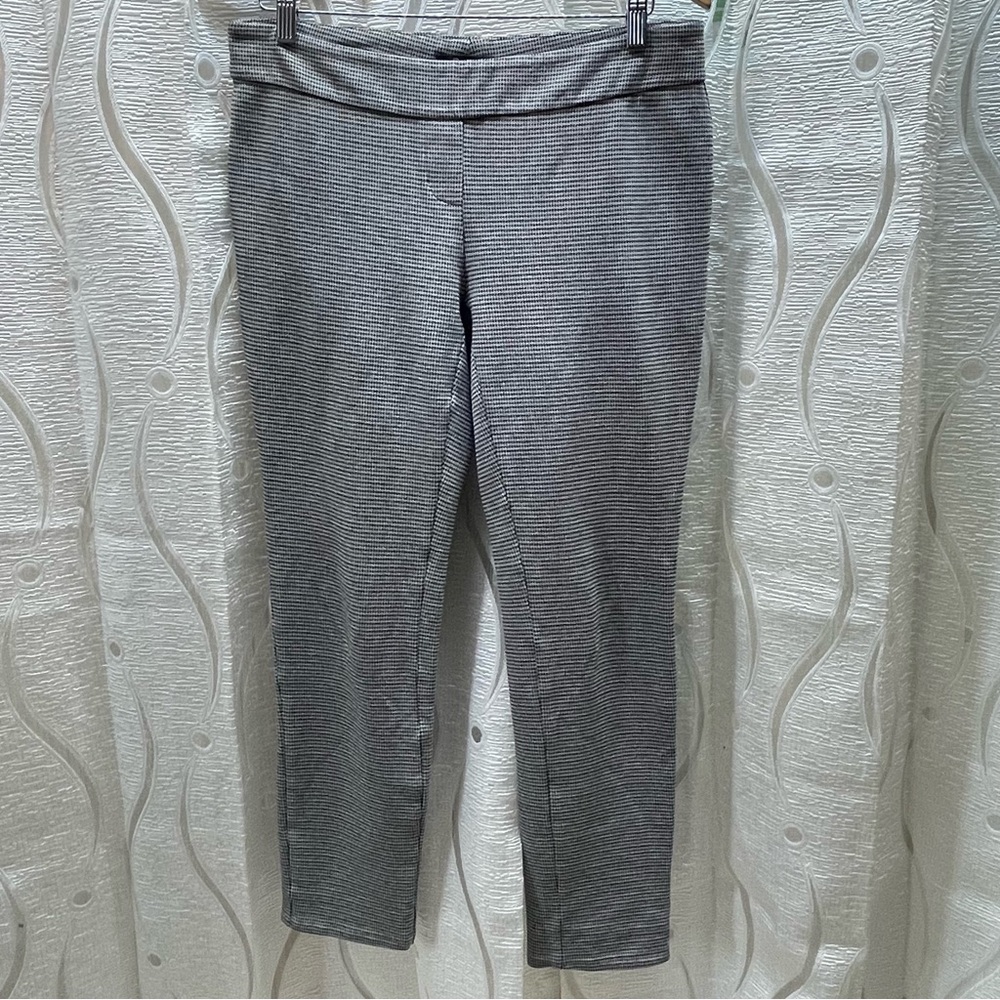 Dalia Ankle Pants Women Size 8 Black White Houndstooth Pull-On Stretch